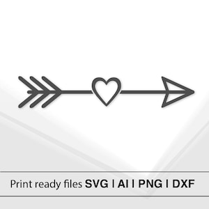 Heart Arrow Clipart | Instant Download | Minimalist SVG Design | Love Themed Cut File | Wedding Decor Vector | Crafting Clipart