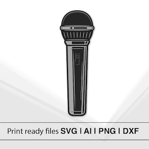 Microphone Vector Illustration | Instant Download | Music SVG | Microphone Clipart | Singer Art | Cricut Silhouette File | Music Decor