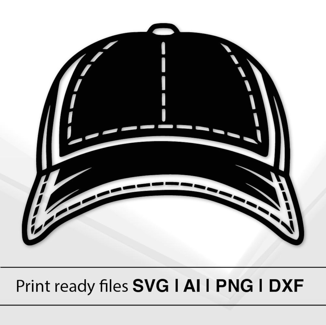 Baseball Cap Silhouette Vector | Instant Download | SVG AI PNG Dxf ...