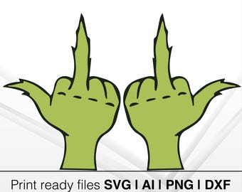 Grinch Middle Finger Svg | Grinch Face | Grinch Finger Svg | Grinch Face Silhouette | Christmas Grinch Face