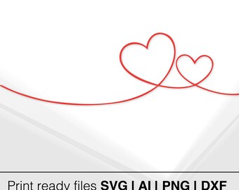 Minimalist Heart Design | Two Hearts Entwined | Instant Download | Valentine&#39;s Day SVG | Wedding Decor SVG | Printable Heart Art