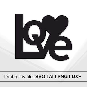 Love SVG With Heart Design | Instant Download | Valentine’s Day Decor | Romantic Gift | DIY Craft | Home Decor | Wedding Decoration