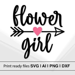Flower Girl SVG | Design de Coração e Flecha | Decoração de Casamento | Download Instantâneo | SVG de Festa de Noiva | Presente de Flower Girl | Arquivos de Artesanato