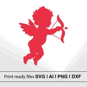 Cupid Silhouette With Bow And Arrow | Instant Download | Valentines Day Decor | Romantic Design SVG | Cupid Clipart