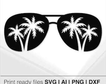 Palm Tree Sunglasses Clipart | Instant Download | Summer Beach Theme SVG | Tropical Design Element | DIY Craft Files | Printable Art