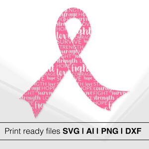 Pink Ribbon Cancer Awareness SVG | Instant Download | Breast Cancer Ribbon Cut File | Awareness Ribbon SVG for Cricut | Fight Cancer