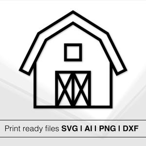 Fienile SVG / Decorazione fattoria / Illustrazione in bianco e nero / Disegno vettoriale / File di artigianato fai da te / Clipart rustico / Arte fattoria