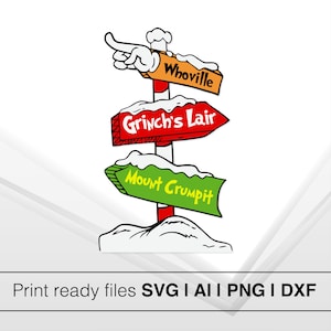 Grinch Zeichen SVG | Grinch Sign Post und Zeichen | Weihnachten Grinch SVG | Grinch Gesicht | Grinch Gesicht Silhouette | Merry Grinchmas Cricut Datei