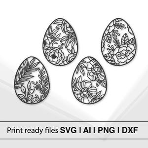 Patrones de huevos de Pascua florales / Descarga instantánea / SVG AI PNG DxF / Manualidades navideñas / Decoración de Pascua / Suministros de manualidades de papel / Proyectos de bricolaje