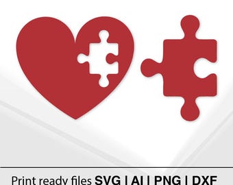 Puzzle Heart SVG | Love Puzzle Design | Romantic SVG Files | Valentine&#39;s Day Cut Files | Heart Puzzle Piece | Instant Download
