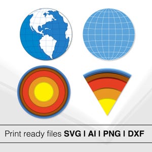 Earth Structure Illustration | Globe Vector | Educational Graphic | Earth Layers Diagram | Printable Earth Art | Science Clipart