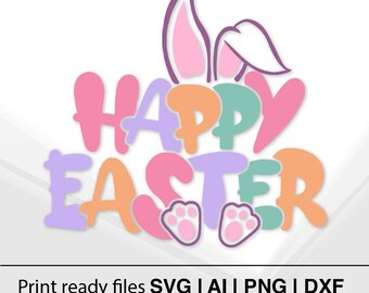 Frohe Ostern Design | Hasenohren und Pfoten | Sofortdownload | Pastellfarben | Osterhase Bastel Deco