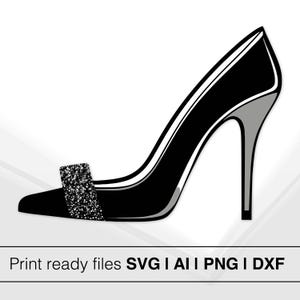 Elegant silhouet met hoge hak | Sprankelende schoen-svg | Direct downloaden | Modeclipart | Schoenvector | SvG DXF | Ambachtelijk ontwerp | Afdrukbare kunst