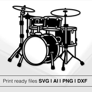 Drum Set Silhouette Design | Instant Download | Drum Kit SVG | Musician Art | Printable Cut Files | Vinyl Decal
