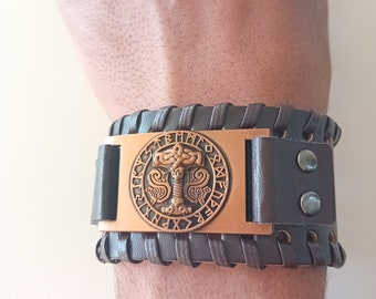 Viking bracelet , viking accessories, viking jewelry, leather bracelet, ordic viking odi bracelet