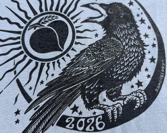 OCF 2026 Black ink Raven on Stone Grey men’s heavyweight Gildan shirts FREE SHIPPING