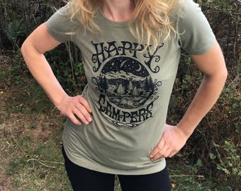 Womens Happy Campers Shirt FREE SHIPPING