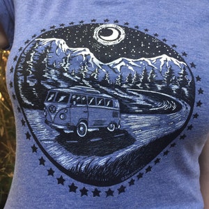 Women's Camper Van in the Mountains Shirt FREE SHIPPING Bella Brand image 1