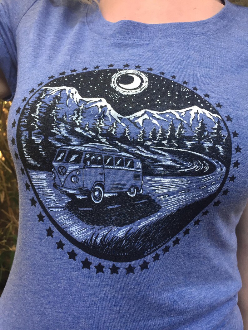 Women's Camper Van in the Mountains Shirt FREE SHIPPING Bella Brand image 1