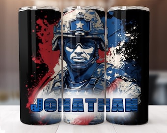 Custom Watercolor Military Tumbler Wrap, 20oz Skinny Sublimation Design (Digital)