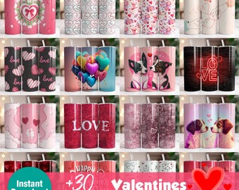 Valentine's Day Tumbler Wrap Bundle, 20oz Skinny Tumbler PNG (Digital Download)