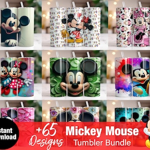 Mickey Tumbler Wrap Bundle,  Instant Download 20oz Tumbler PNG Wraps Design, Digital 20 oz Skinny Tumblers Designs Template