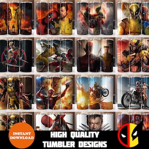 Superhero Tumbler Wrap Bundle, 60+ Designs 20 oz Skinny Tumbler Wrap, Digital Instant Download 20oz Super Hero Tumbler Png Sublimation