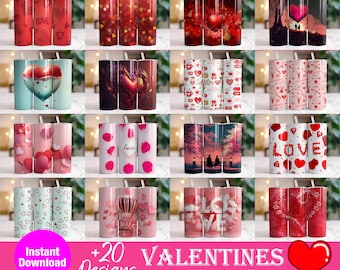 Valentine's Day Tumbler Wrap Bundle, 20oz Skinny Tumbler Designs (Digital Download)