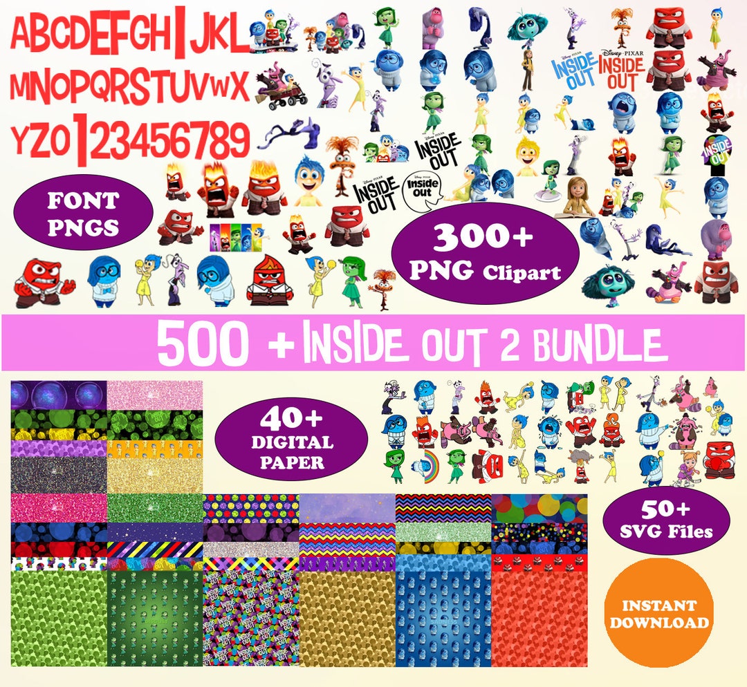 Inside Out 2 Clipart Bundle, SVG, PNG, Digital Papers (digital Download ...