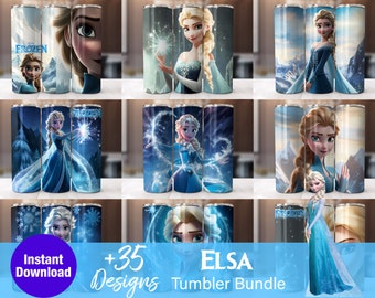Elsa Tumbler Wrap Bundle, 20oz Skinny Tumbler PNG Designs (Digital Download)