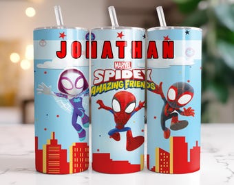 Custom Spidey and Friends Tumbler Wrap, 20oz Skinny Tumbler PNG (Digital Designs)