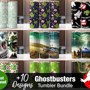 10+ Ghostbusters Tumbler Wrap Bundle,  Instant Download 20oz Ghost Busters Tumbler PNG Wraps Design, Digital 20 oz Skinny Tumblers Designs