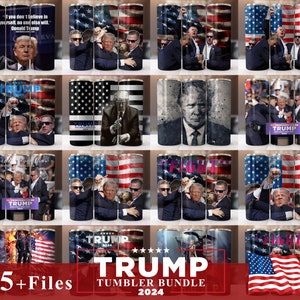 Donald Trump Tumbler Wrap Bundle, Instant Download 20oz 2024 Trump Tumbler PNG Wraps Design, Digital 20 oz Skinny Tumblers