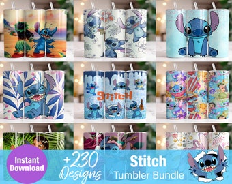 Stitch Tumbler Wrap Bundle, Instant Download 20oz Tumbler PNG Wraps Design, Digital Lilo And Stitch 20 oz Skinny Tumblers Designs Template