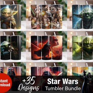 StarWars Tumbler Wrap Bundle,  Instant Download 20oz Tumbler PNG Wraps Design, Digital 20 oz Skinny Tumblers Designs Template
