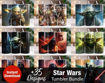 StarWars-glasförpackning med wraps, direktnedladdning av 20oz-glas i PNG-format, digital mall för 20oz smala glas