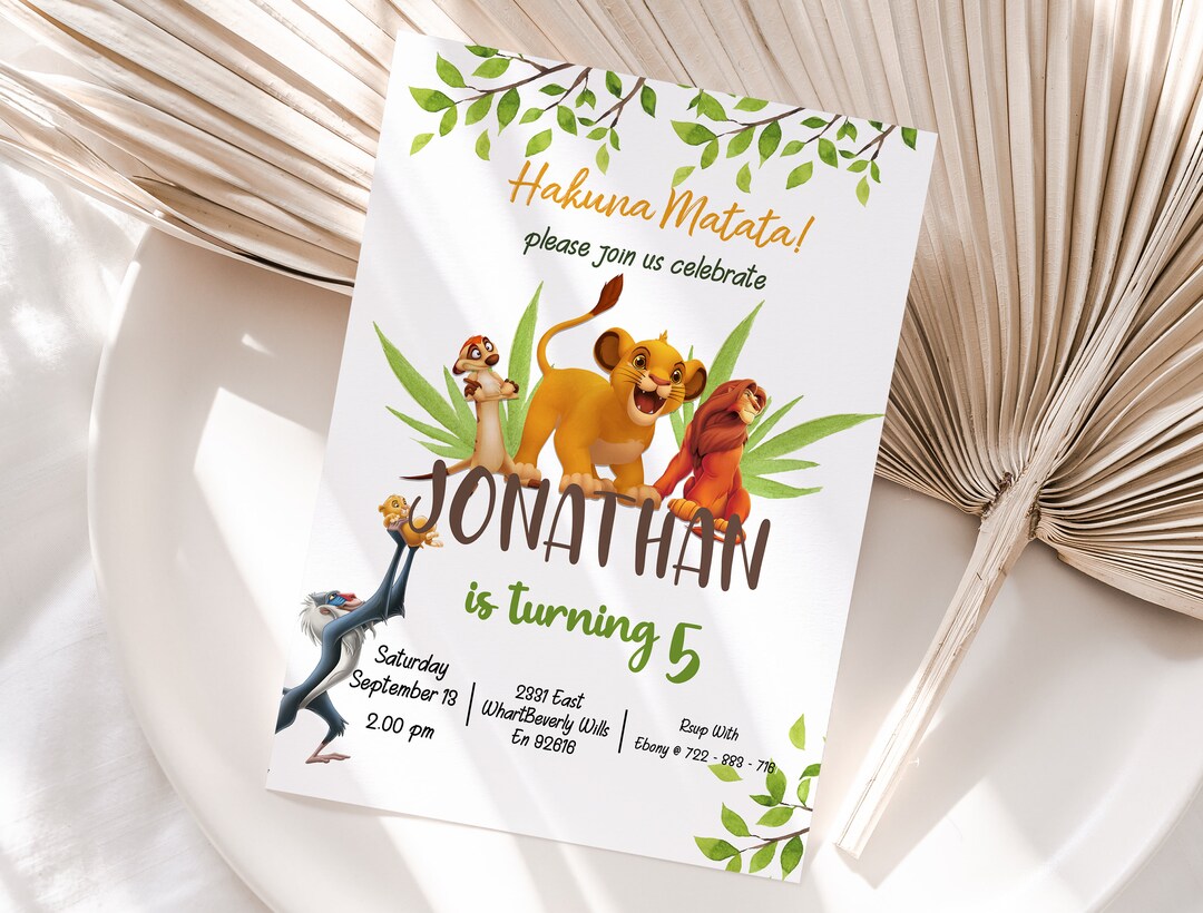 Editable Lion King Birthday Invitation Template, Printable Birthday ...