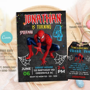 Modelo de convite de aniversário editável, convite de festa de aniversário para impressão, modelo digital de convite para festa infantil, cartão de aniversário para meninos e meninas