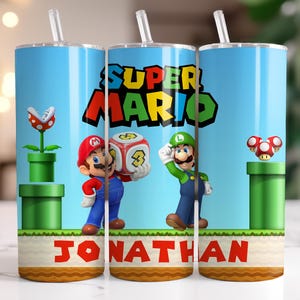 Benutzerdefinierte Super Mario Tumbler Wrap Vorlage, 20 Unzen Skinny Tumbler Wrap, 20 Unzen Tumbler Png Sublimation Design, digitaler Download Designs