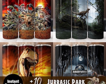 10 + Dinosaure gobelet Wrap Bundle, téléchargement immédiat 20 oz gobelet PNG Wraps Design, modèle numérique 20 oz gobelets skinny