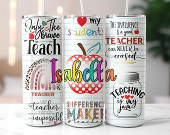 Custom Teacher Tumbler Wrap Template, 20oz Skinny Tumbler PNG (Digital Download)