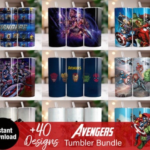 Más de 40 paquetes de envolturas de vasos de superhéroes, descarga instantánea de diseño de envolturas PNG de vaso de 20 oz, plantilla de diseños de vasos delgados de dibujos animados digitales de 20 oz