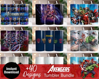 Superhero Tumbler Wrap Bundle, Cartoon Character PNG Designs (Digital Download)