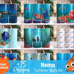 15+ Finding Nemo Tumbler Wrap Bundle, Instant Download 20oz Tumbler PNG Wraps Design, Digital 20 oz Skinny Tumblers Designs Template