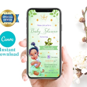 Editable Mobile Baby Tiana Birthday Invitation, Birthday Party Invitations, Digital Kids Party Invite, Instant Download Evite Bday Card