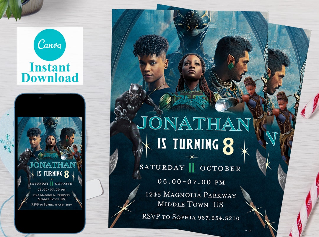 Editable Black Panther Birthday Invitation Template, Printable Birthday ...
