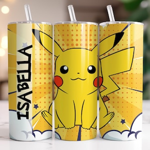Modello personalizzato per involucro per tumbler Pikachu, involucro per tumbler sottile da 20 oz, design per sublimazione PNG per tumbler da 20 oz, design per download istantaneo digitale