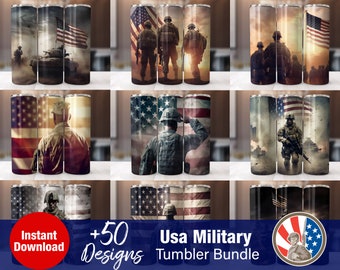 50+ Usa Military Tumbler Wrap Bundle, 20 oz Skinny Veteran Tumbler Wrap, 20oz Tumbler Png Sublimation Design, Digital Instant Download