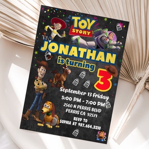Kids Editable Toy Story Birthday Invitation Template, Printable Birthday Party Invitations, Digital Kids Party Invite Template Bday Card