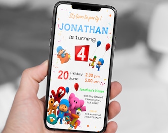 Editable Pocoyo Birthday Invitation, Kids Party Evite (Digital Download)
